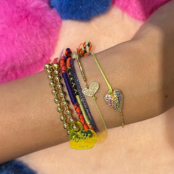 18K Gold Rainbow Sapphires Heart-Shaped Bracelet