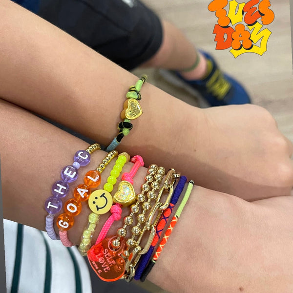 Crystal Bracelet - Pink Fluorite & Purple Fluorite & Amber