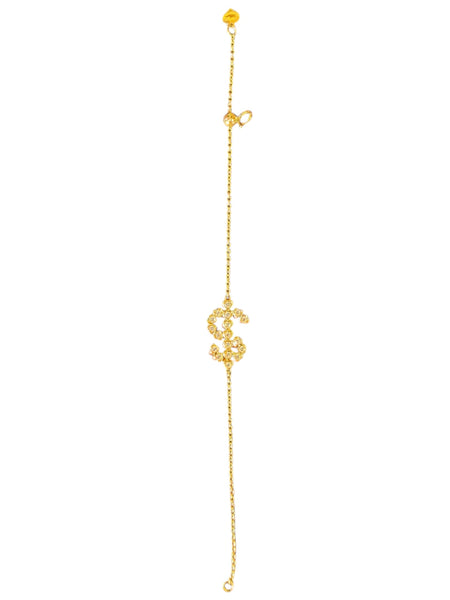 18K Gold Heart-Shaped Diamonds Dollar Sign Bracelet