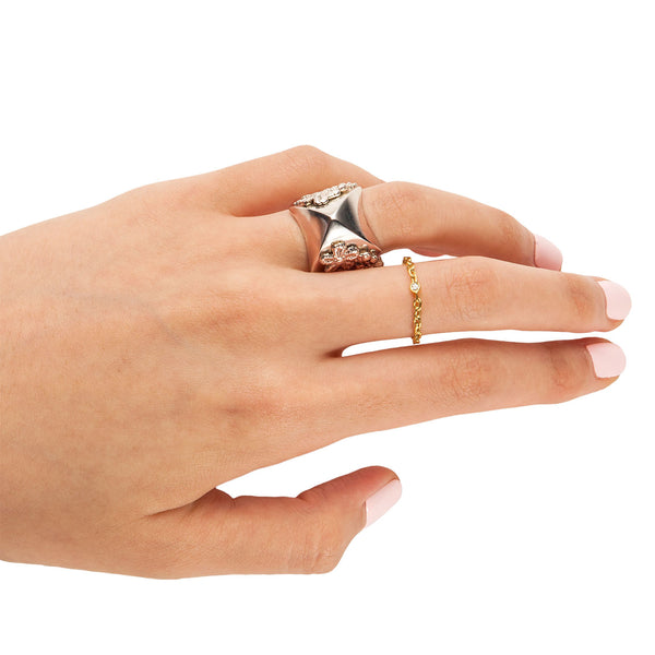 18K Chain Ring with Diamond