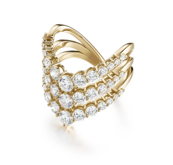 Aria Triple V Diamonds 18K Gold RING