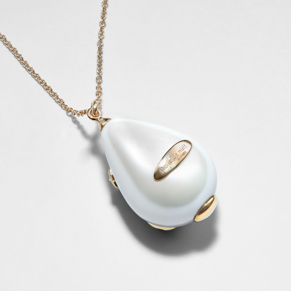 9K Gold Pearl Leopard Enamel and Diamonds Necklace