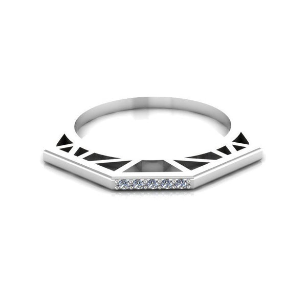 14K Diamond Shaped Petite Ring with Diamonds