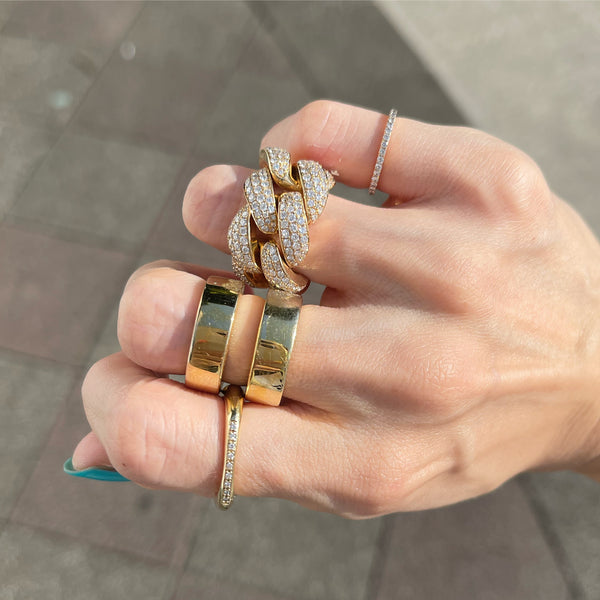 18K Jumbo Fatty Chain Diamonds Ring