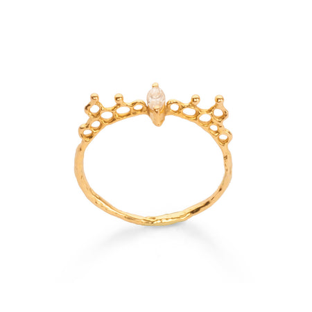 18K Marquise Diamond Crown Ring