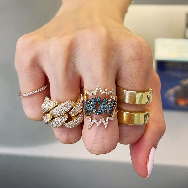 18K Jumbo Fatty Chain Diamonds Ring