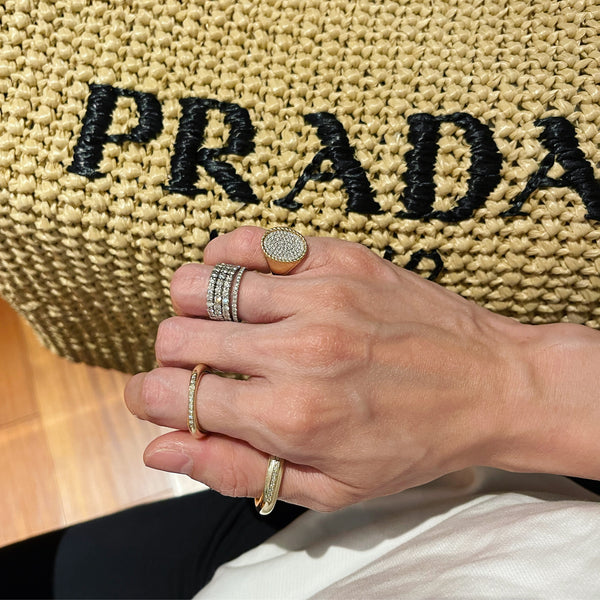 18K Diamonds Oval Signet Ring