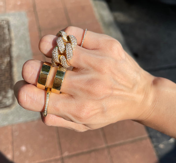 18K Jumbo Fatty Chain Diamonds Ring