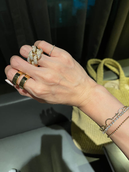 18K Jumbo Fatty Chain Diamonds Ring