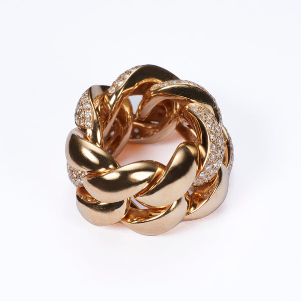 18K Jumbo Fatty Chain Diamonds Ring
