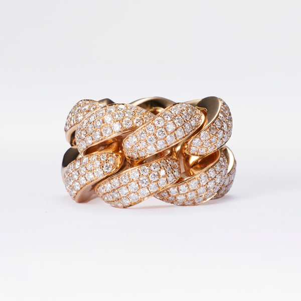 18K Jumbo Fatty Chain Diamonds Ring