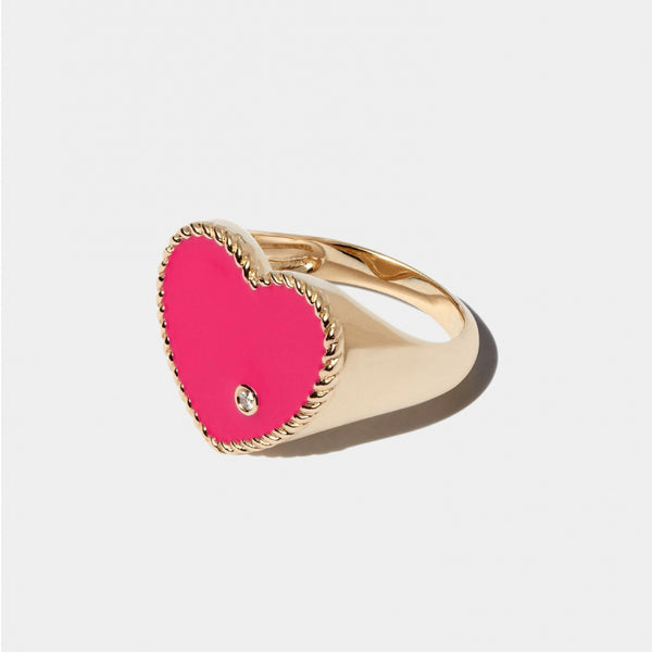 9K Signature Heart Signet Ring