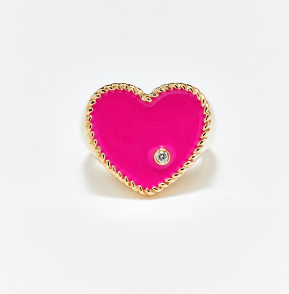 9K Signature Heart Signet Ring