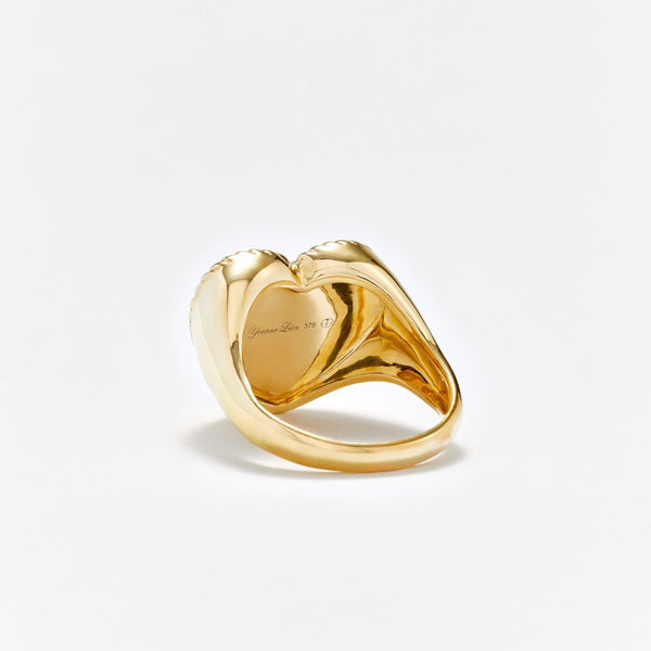 9K Signature Heart Signet Ring
