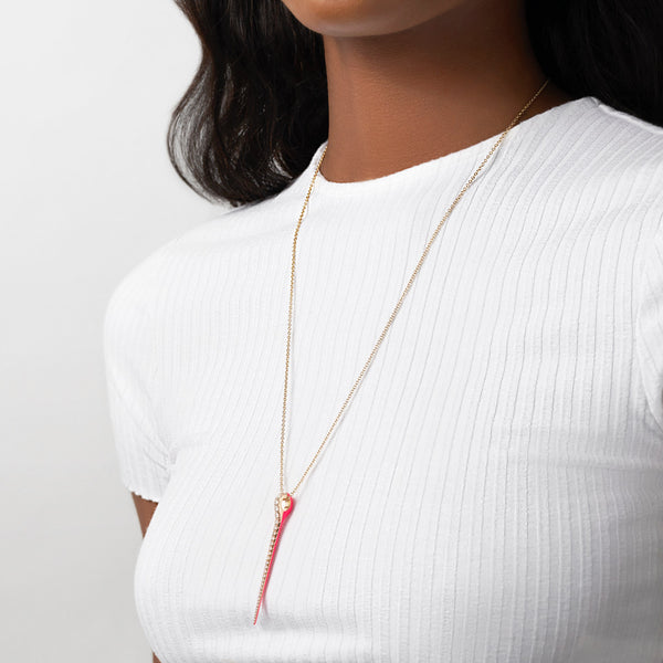 Lola Diamonds Neon Pink Enamel 18K Rose Gold Necklace