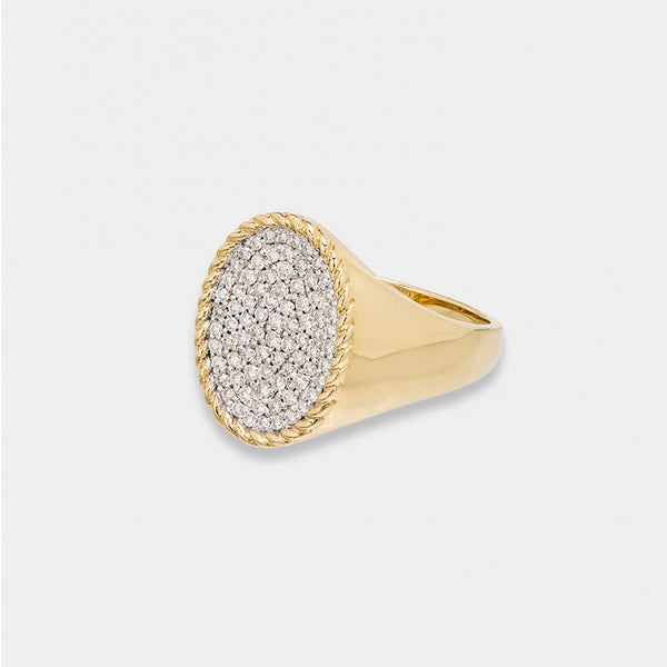 18K Diamonds Oval Signet Ring