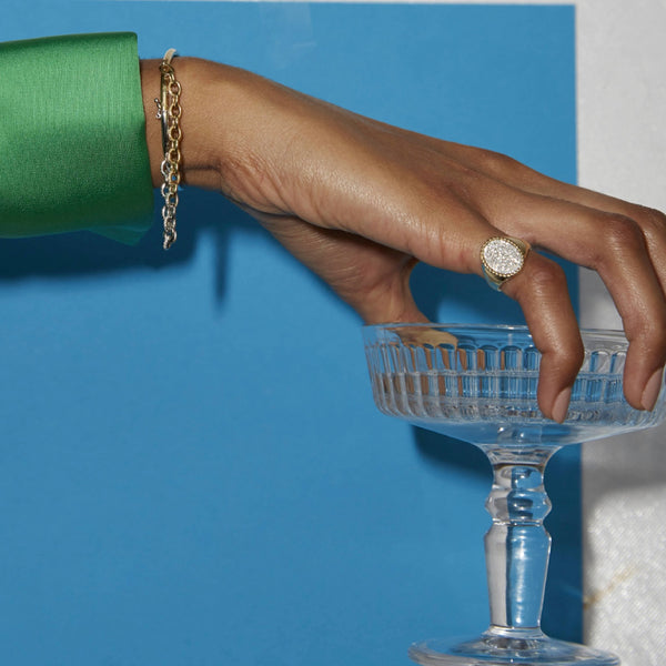 18K Diamonds Oval Signet Ring