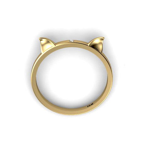 14K Lucky Cat Petite Ring