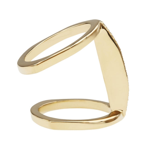 Pave Bridge Ring Yellow Gold Vermeil
