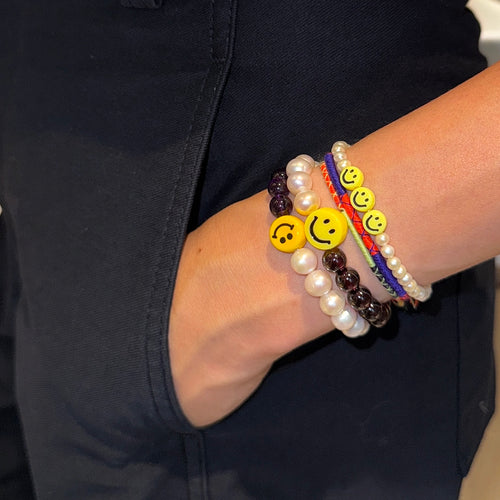 Small Smiley Face Pearl Bracelet
