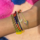 18K Gold Rainbow Sapphires Heart-Shaped Bracelet