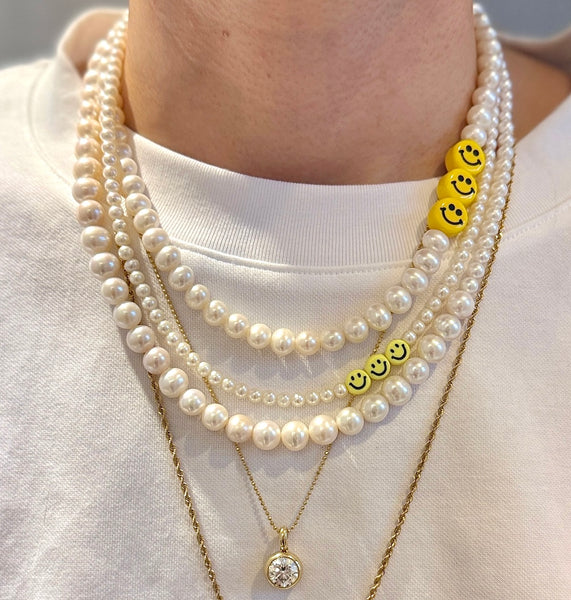 Small Smiley Face Pearl Necklace / Bracelet