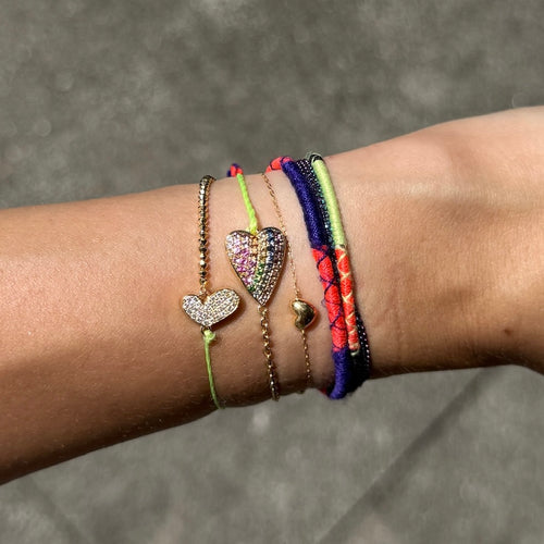 18K Gold Rainbow Sapphires Heart-Shaped Bracelet