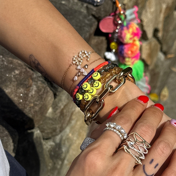 18K Diamond Hearts Cross Bracelet