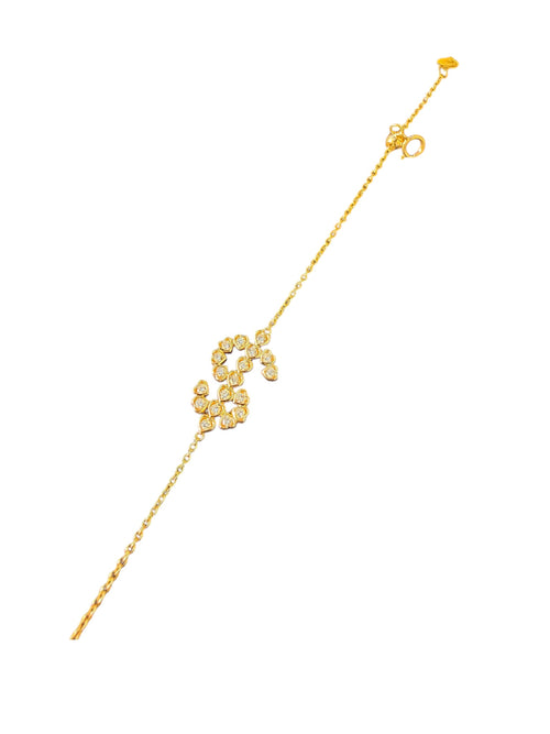 18K Gold Heart-Shaped Diamonds Dollar Sign Bracelet