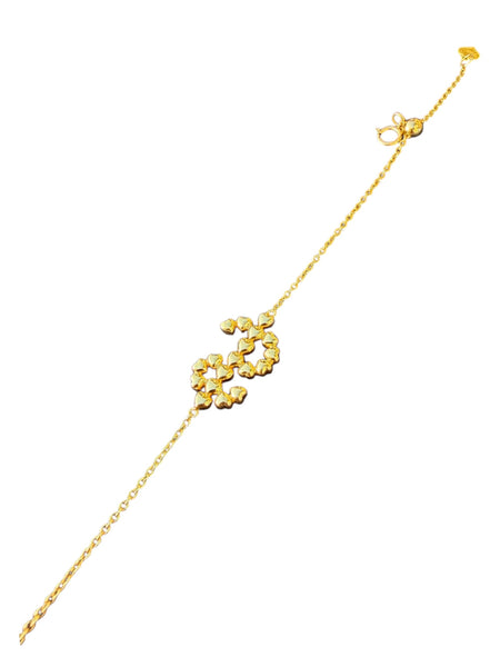 18K Gold Heart-Shaped Diamonds Dollar Sign Bracelet
