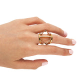 Pave Bridge Ring Yellow Gold Vermeil