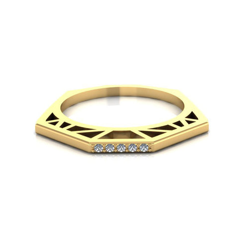 14K Diamond Shaped Petite Ring with Diamonds