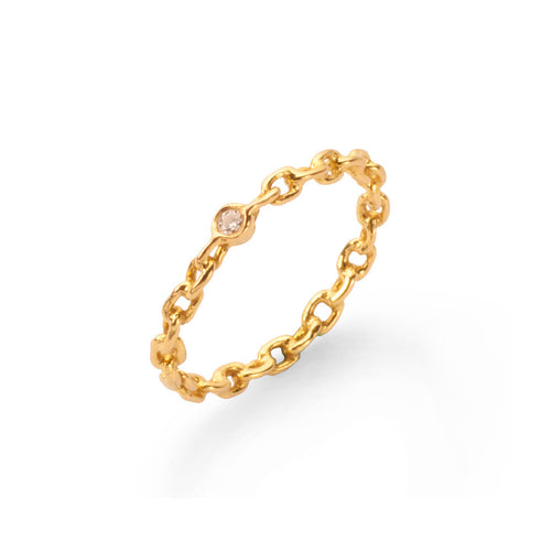 18K Chain Ring with Diamond