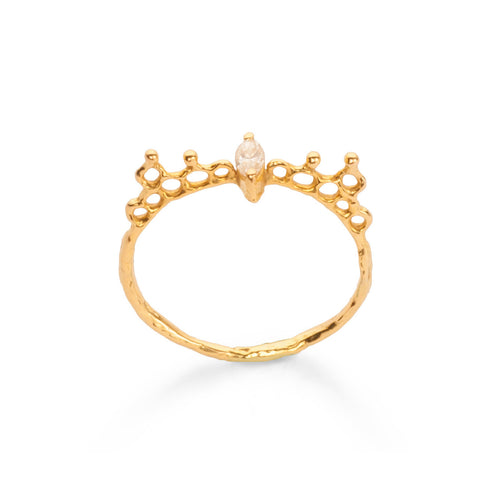 18K Marquise Diamond Cross Ring
