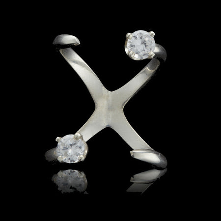 18K Marquise Diamond Cross Ring