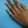 9K Gold and Red Enamel Twist Diamonds Ring