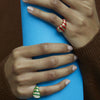 9K Gold and Red Enamel Twist Diamonds Ring