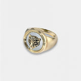 9K Leopard Pearl Signet Ring