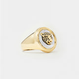 9K Leopard Pearl Signet Ring