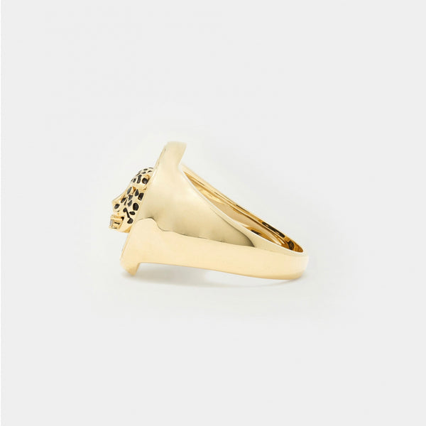 9K Leopard Pearl Signet Ring