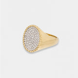 18K Diamonds Oval Signet Ring