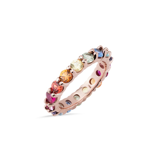 Rainbow Sapphires Eternity 14K Band