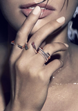 14K Eva Pave Ring with Rubies and Black Diamonds