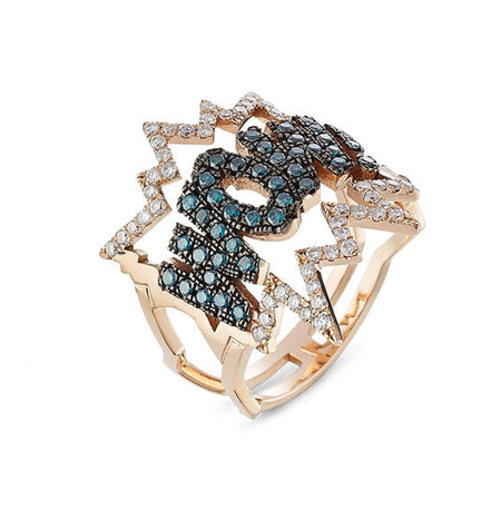 14K Star Pave Ring Set