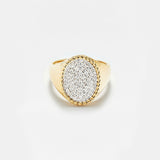 18K Diamonds Oval Signet Ring